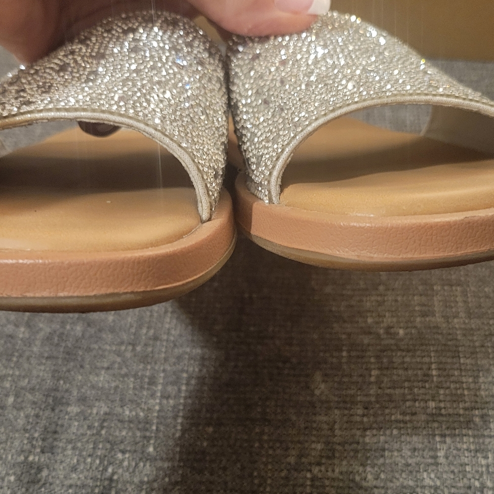 Steve Madden Silver Rhinestone Women's Slide Sandals - Picture 6 of 11